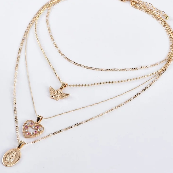 ♡Avery♡ Medallion and Heart Angel Necklace - Picture 5 of 6